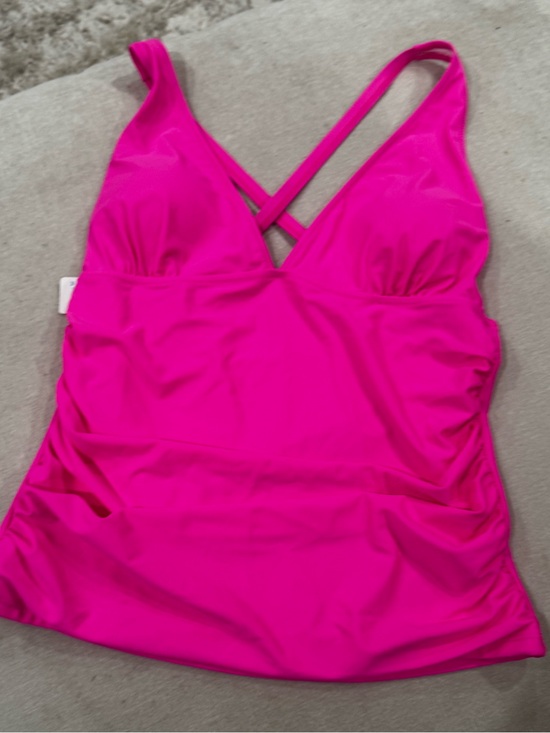 Beachsissi Other - Beachsissi New Bright Pink V‑Neck Swim Tank with Cross Back Straps Size XL